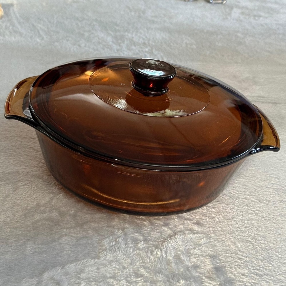 Fire King Anchor Hocking Amber 1 Qt Casserole‎ Dish w/ Lid Vintage USA Ovenproo